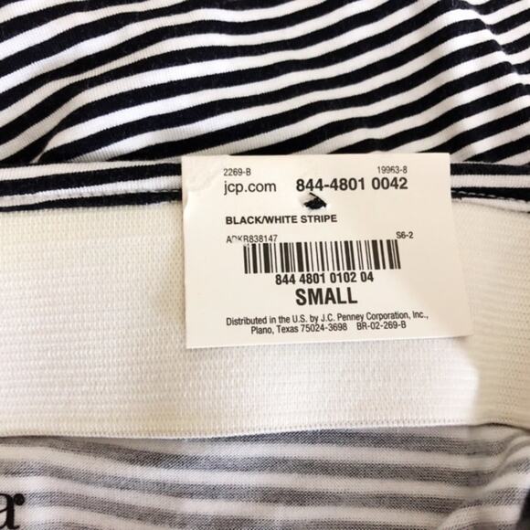 a.n.a Small NWT Womens Black White Striped Rouched Mini Skirt - Picture 5 of 6